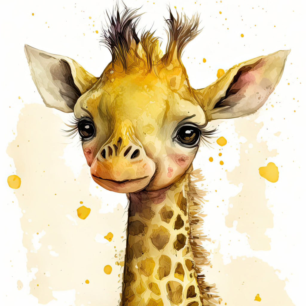 Baby Giraffe Watercolor Print African Nature Wall Art Kids Nursery Wildlife Gift Cute Animal Home Decor