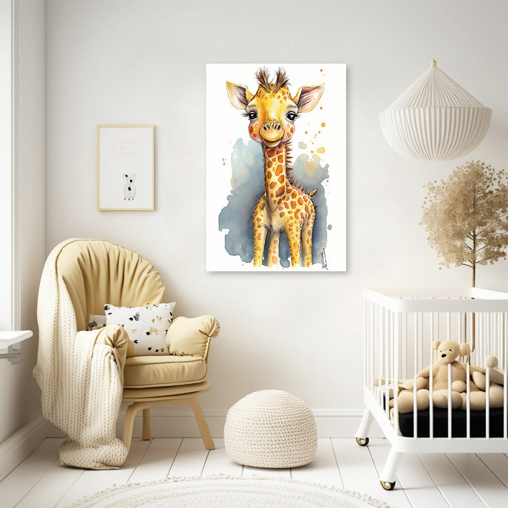 Baby Giraffe Watercolor Print African Nature Wall Art Kids Nursery Wildlife Gift Cute Animal Home Decor