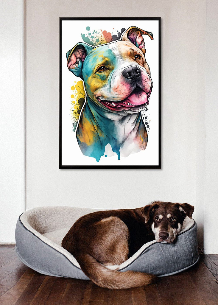 Pit Bull Watercolor Print Cute Pet Keepsake Wall Art Dog Lover Gift Adorable Staffordshire Terrier Home Decor for Puppy Dog Lovers!