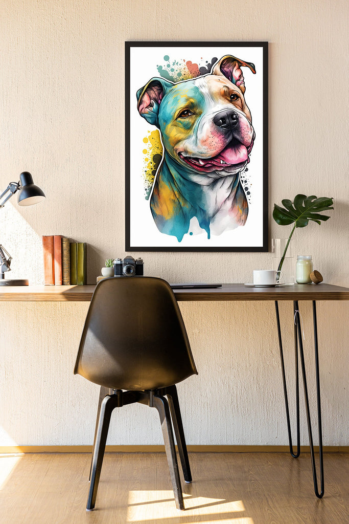 Pit Bull Watercolor Print Cute Pet Keepsake Wall Art Dog Lover Gift Adorable Staffordshire Terrier Home Decor for Puppy Dog Lovers!