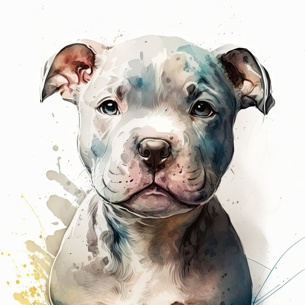 Pit Bull Watercolor Print Cute Pet Keepsake Wall Art Dog Lover Gift Adorable Staffordshire Terrier Home Decor for Puppy Dog Lovers!