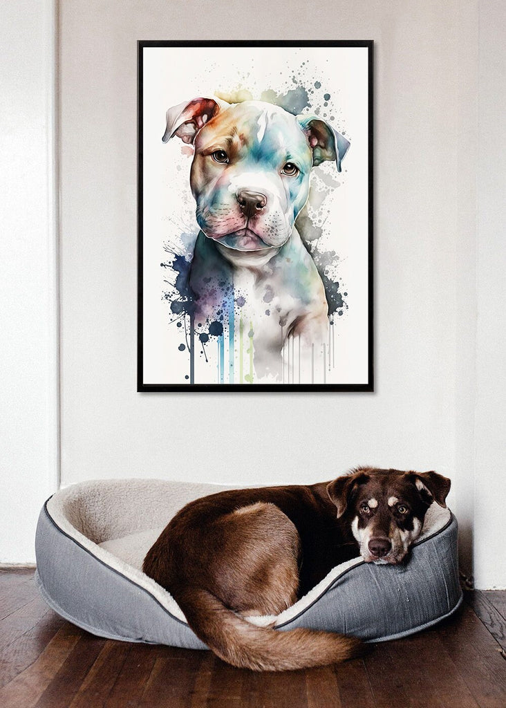 Pit Bull Watercolor Print Cute Pet Keepsake Wall Art Dog Lover Gift Adorable Staffordshire Terrier Home Decor for Puppy Dog Lovers!