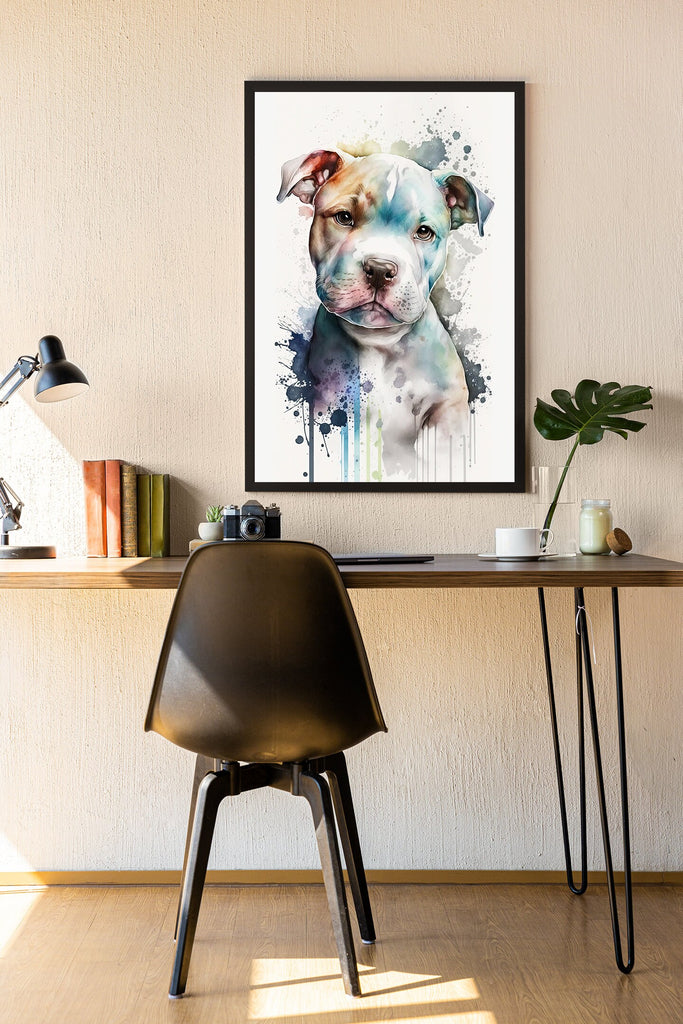 Pit Bull Watercolor Print Cute Pet Keepsake Wall Art Dog Lover Gift Adorable Staffordshire Terrier Home Decor for Puppy Dog Lovers!