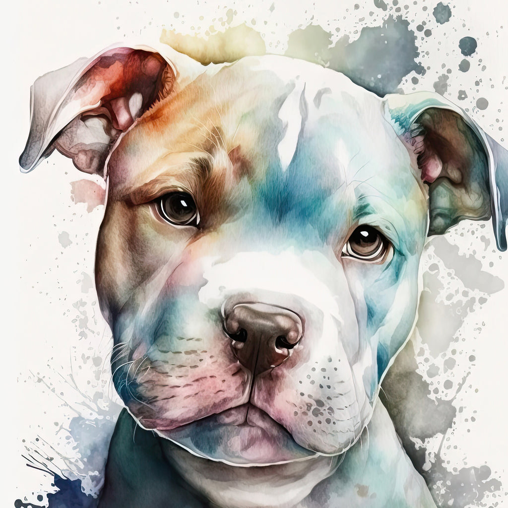 Pit Bull Watercolor Print Cute Pet Keepsake Wall Art Dog Lover Gift Adorable Staffordshire Terrier Home Decor for Puppy Dog Lovers!