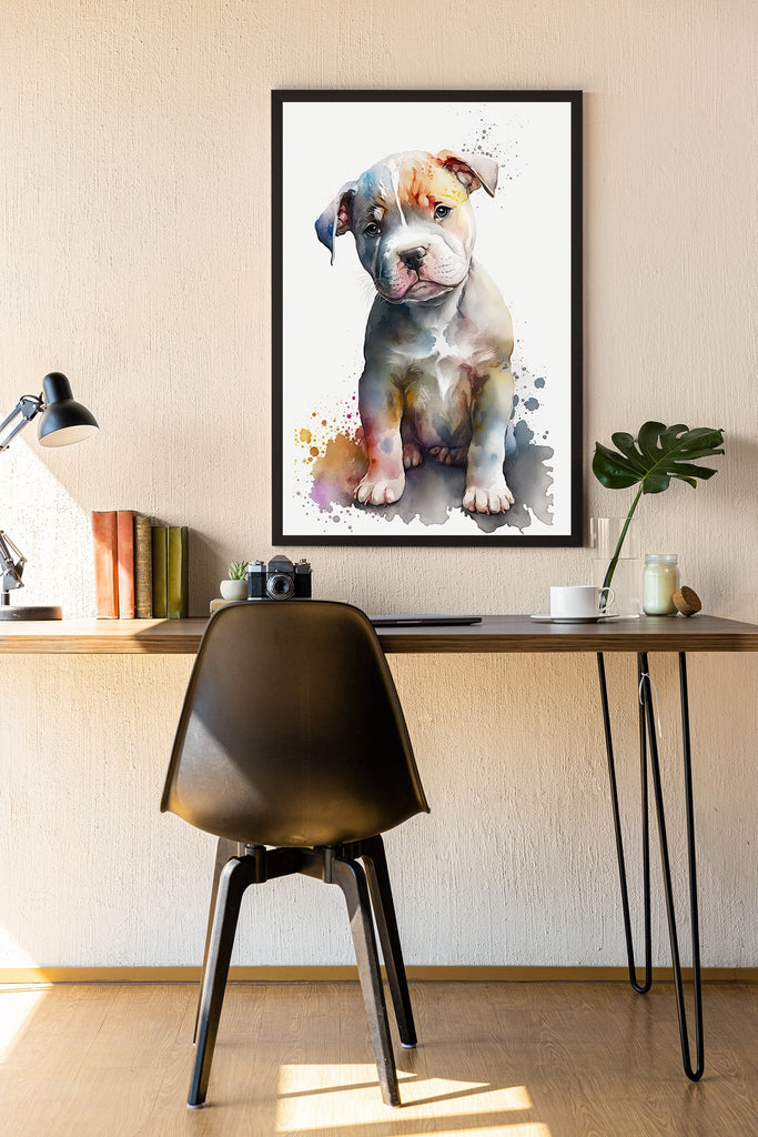 Pit Bull Watercolor Print Cute Pet Keepsake Wall Art Dog Lover Gift Adorable Staffordshire Terrier Home Decor for Puppy Dog Lovers!