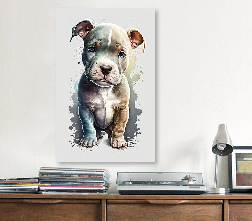 Pit Bull Watercolor Print Cute Pet Keepsake Wall Art Dog Lover Gift Adorable Staffordshire Terrier Home Decor for Puppy Dog Lovers!