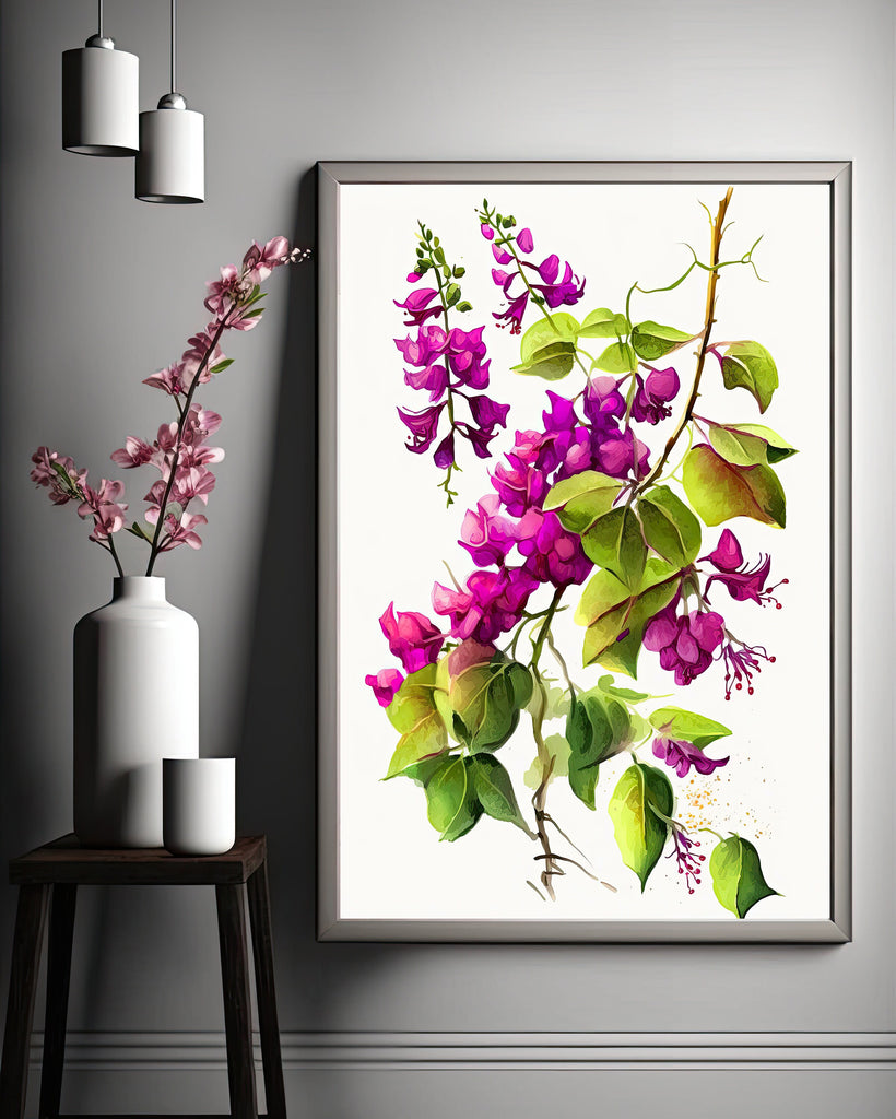 Bougainvillea Flowers Watercolor Print Botanical Nature Wall Art Flower Plant Art Gift Spring Floral Home Decor