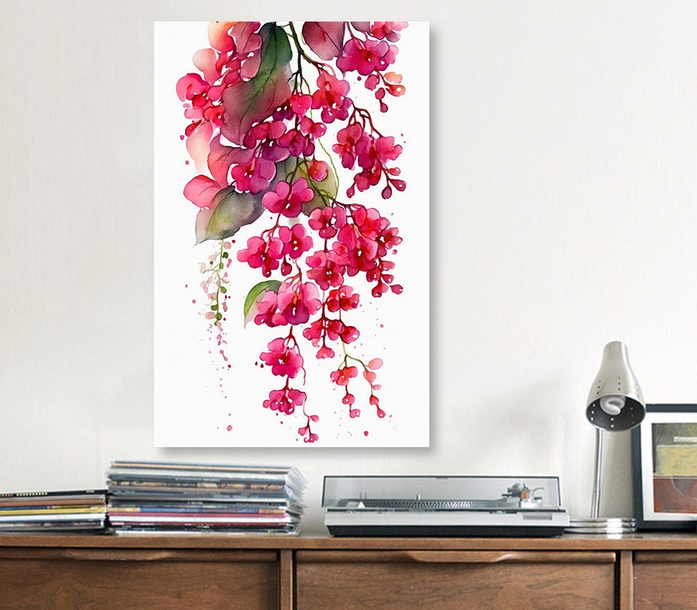 Bougainvillea Flowers Watercolor Print Botanical Nature Wall Art Flower Plant Art Gift Spring Floral Home Decor