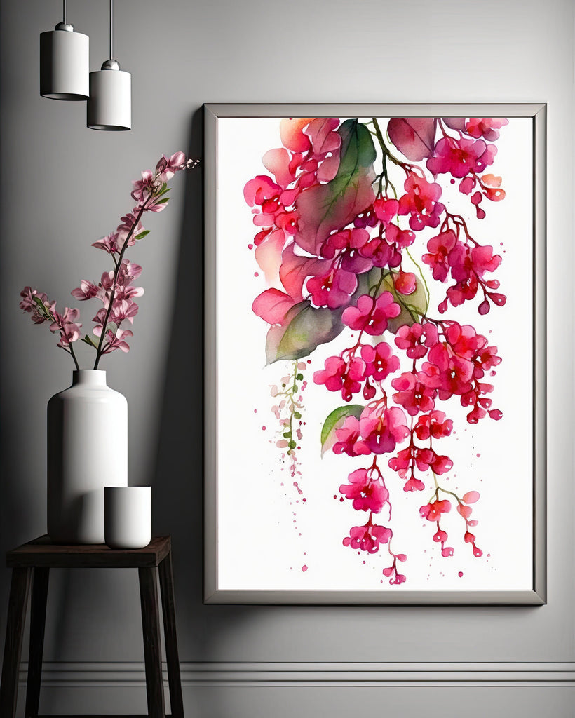 Bougainvillea Flowers Watercolor Print Botanical Nature Wall Art Flower Plant Art Gift Spring Floral Home Decor