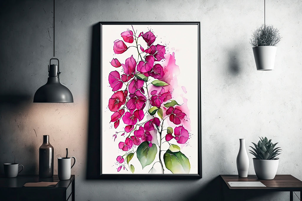 Bougainvillea Flowers Watercolor Print Botanical Nature Wall Art Flower Plant Art Gift Spring Floral Home Decor