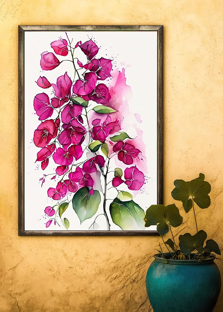 Bougainvillea Flowers Watercolor Print Botanical Nature Wall Art Flower Plant Art Gift Spring Floral Home Decor