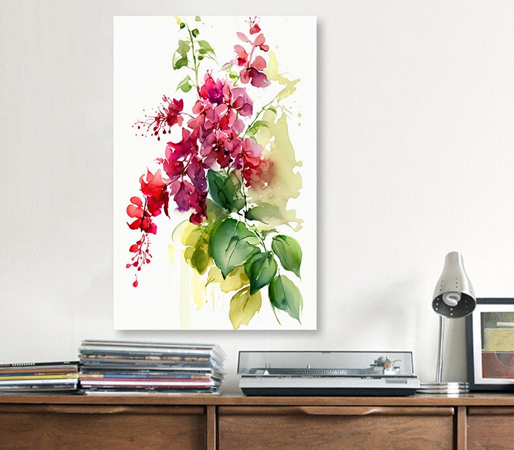 Bougainvillea Flowers Watercolor Print Botanical Nature Wall Art Flower Plant Art Gift Spring Floral Home Decor