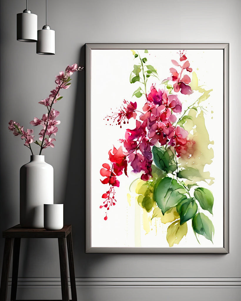 Bougainvillea Flowers Watercolor Print Botanical Nature Wall Art Flower Plant Art Gift Spring Floral Home Decor