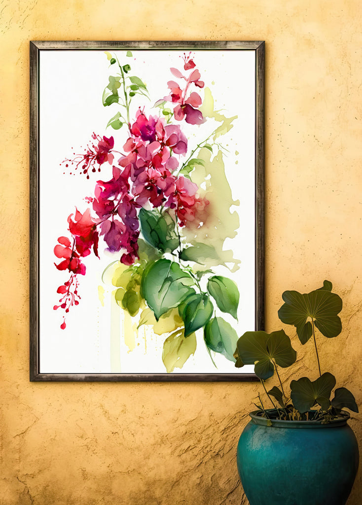 Bougainvillea Flowers Watercolor Print Botanical Nature Wall Art Flower Plant Art Gift Spring Floral Home Decor