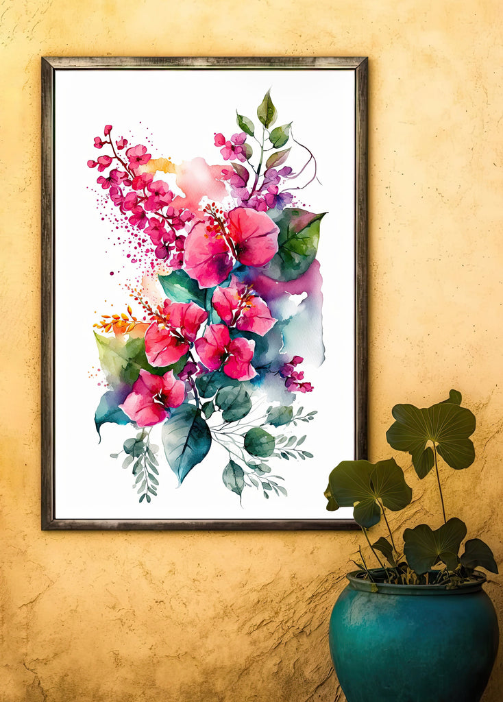 Bougainvillea Flowers Watercolor Print Botanical Nature Wall Art Flower Plant Art Gift Spring Floral Home Decor