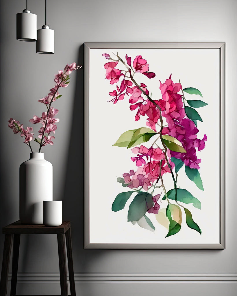 Bougainvillea Flowers Watercolor Print Botanical Nature Wall Art Flower Plant Art Gift Spring Floral Home Decor