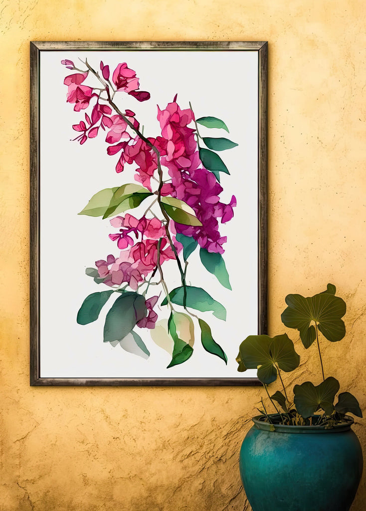 Bougainvillea Flowers Watercolor Print Botanical Nature Wall Art Flower Plant Art Gift Spring Floral Home Decor