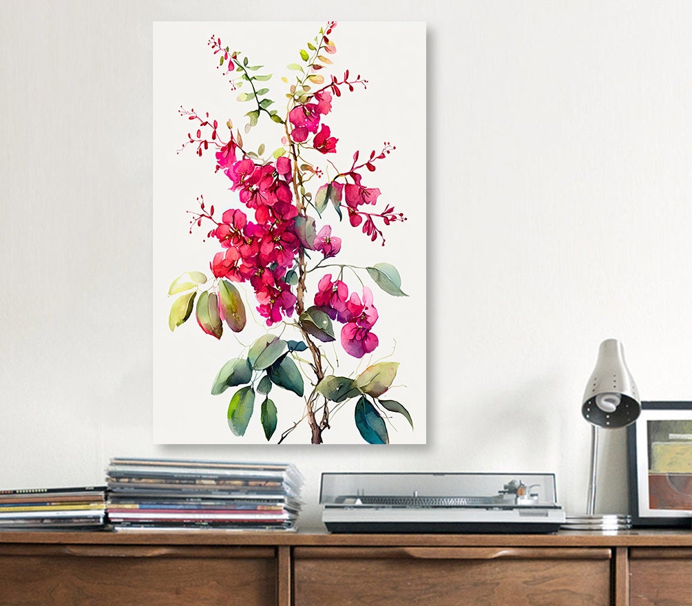 Bougainvillea Flowers Watercolor Print Botanical Nature Wall Art Flower Plant Art Gift Spring Floral Home Decor