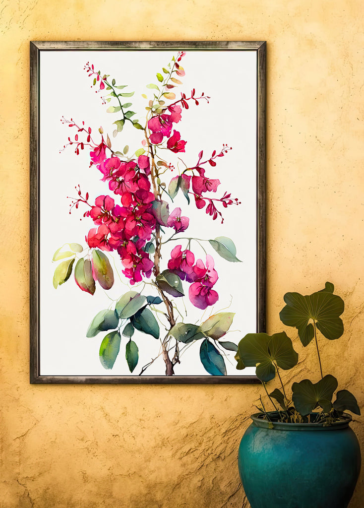 Bougainvillea Flowers Watercolor Print Botanical Nature Wall Art Flower Plant Art Gift Spring Floral Home Decor