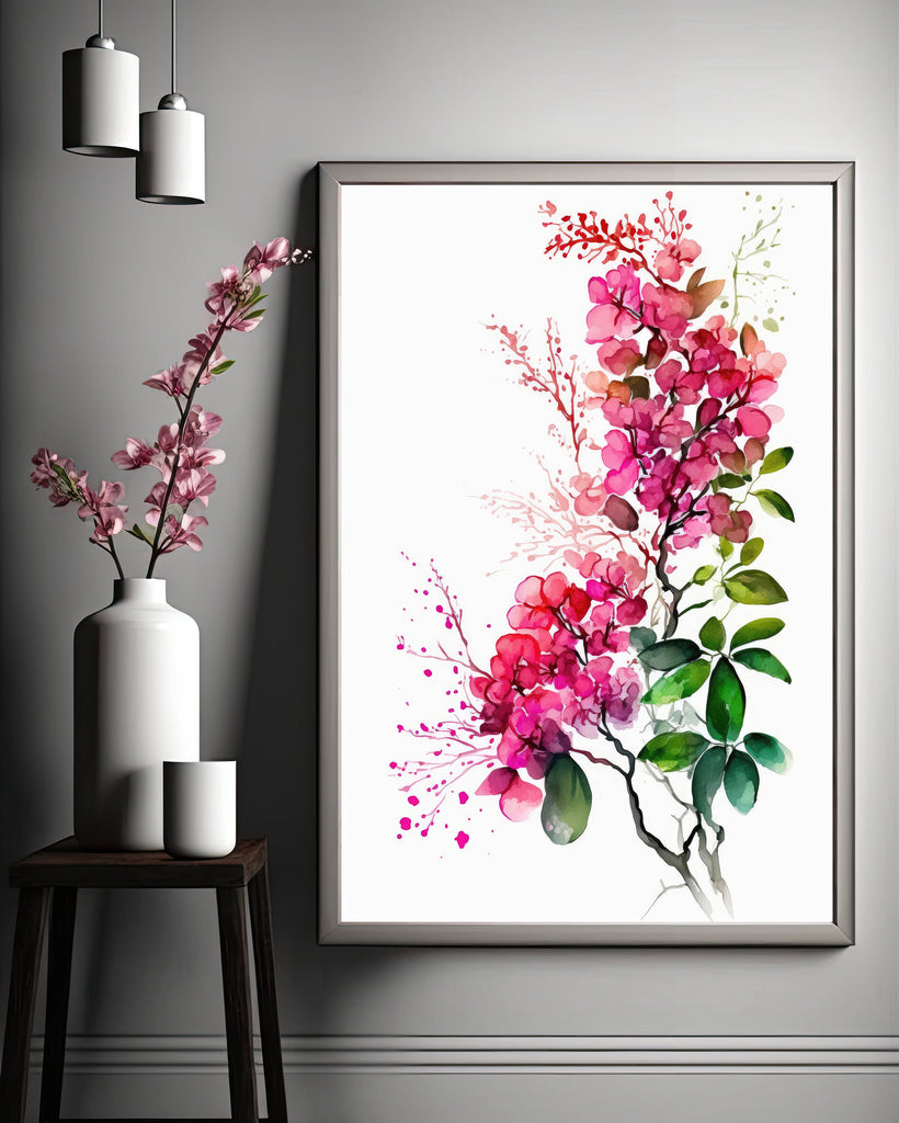 Bougainvillea Flowers Watercolor Print Botanical Nature Wall Art Flower Plant Art Gift Spring Floral Home Decor