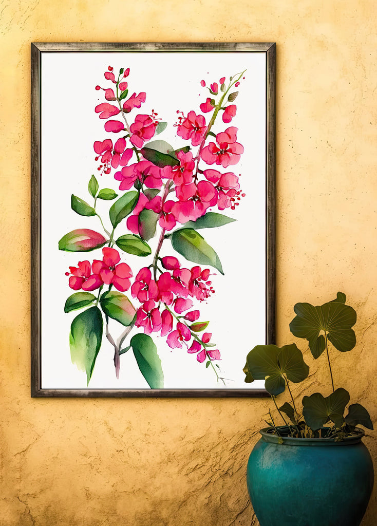 Bougainvillea Flowers Watercolor Print Botanical Nature Wall Art Flower Plant Art Gift Spring Floral Home Decor