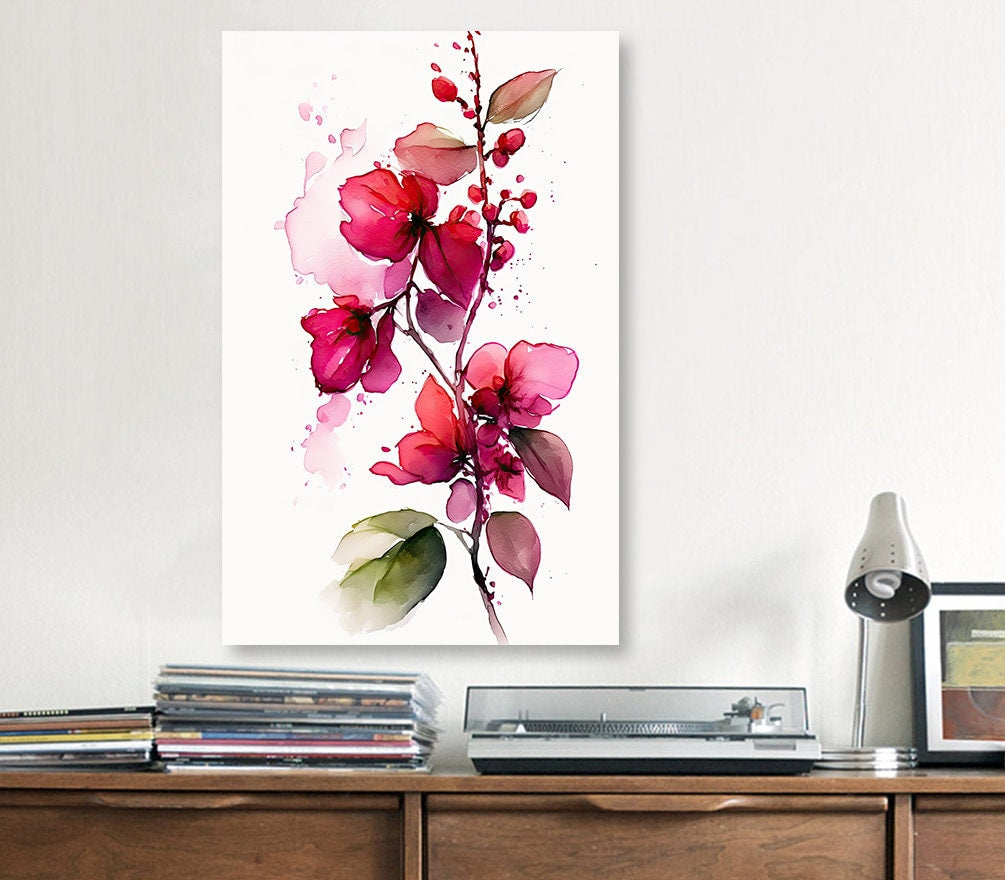 Bougainvillea Flowers Watercolor Print Botanical Nature Wall Art Flower Plant Art Gift Spring Floral Home Decor