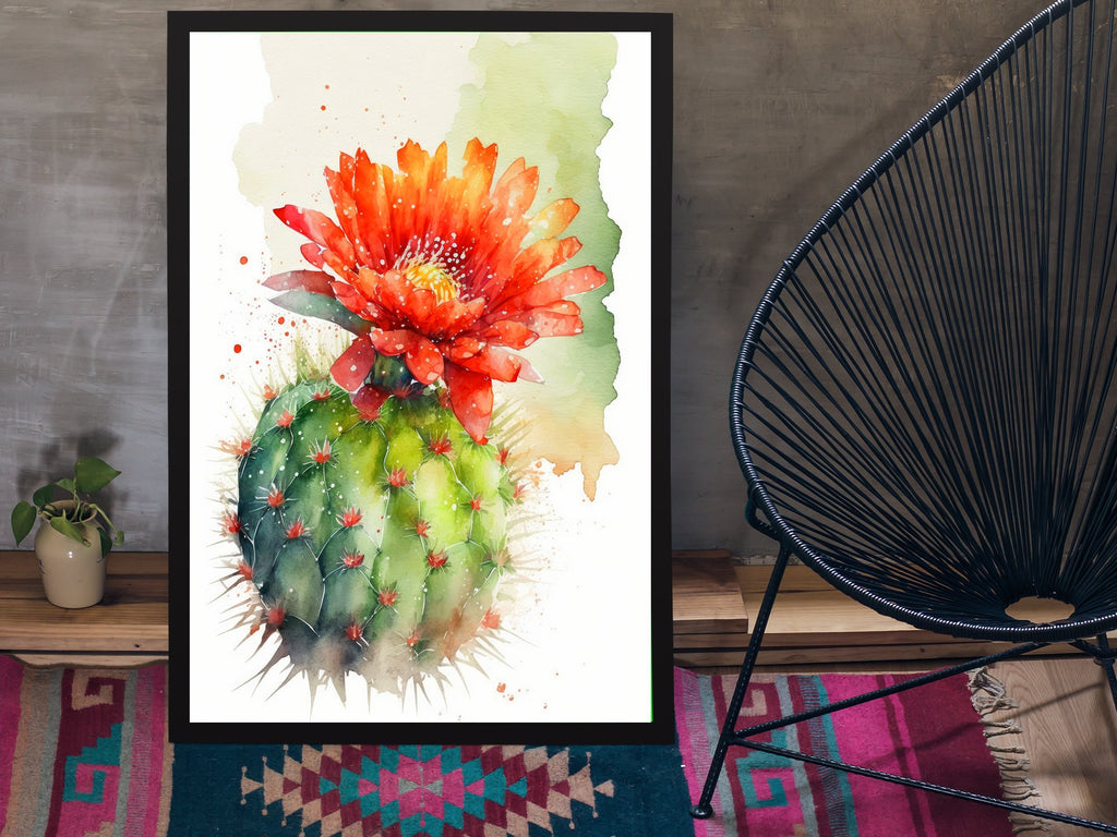 Cactus Plant Flower Print Watercolor Painting Botanical Wall Art Southwest Artwork Gift Rustic Desert Home Decor