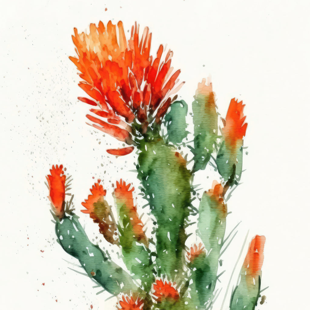 Cactus Plant Flower Print Watercolor Painting Botanical Wall Art Southwest Artwork Gift Rustic Desert Home Decor