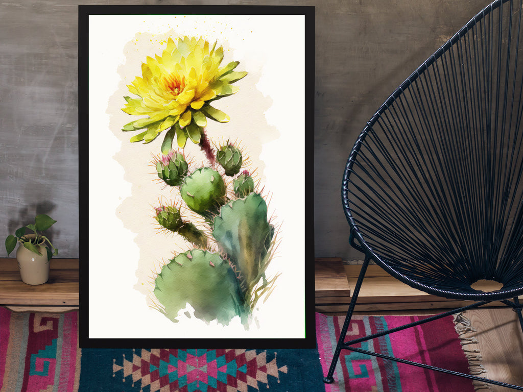 Cactus Plant Flower Print Watercolor Painting Botanical Wall Art Southwest Artwork Gift Rustic Desert Home Decor