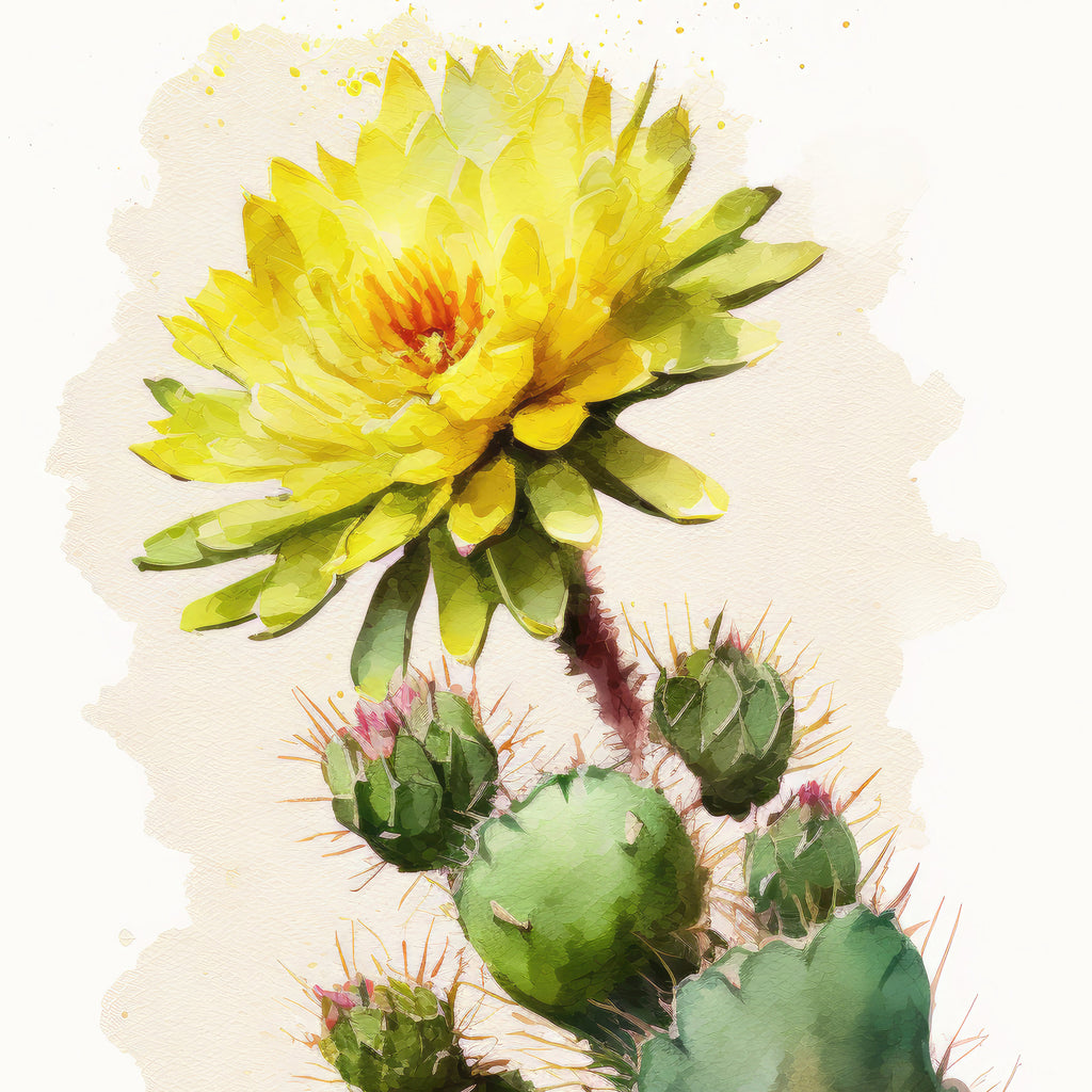 Cactus Plant Flower Print Watercolor Painting Botanical Wall Art Southwest Artwork Gift Rustic Desert Home Decor