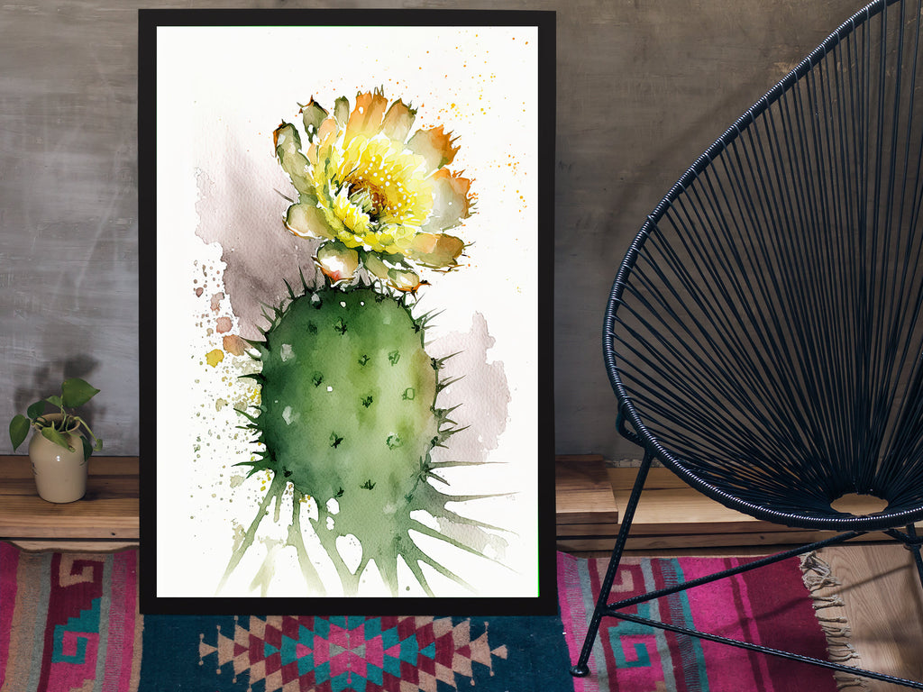 Cactus Plant Flower Print Watercolor Painting Botanical Wall Art Southwest Artwork Gift Rustic Desert Home Decor