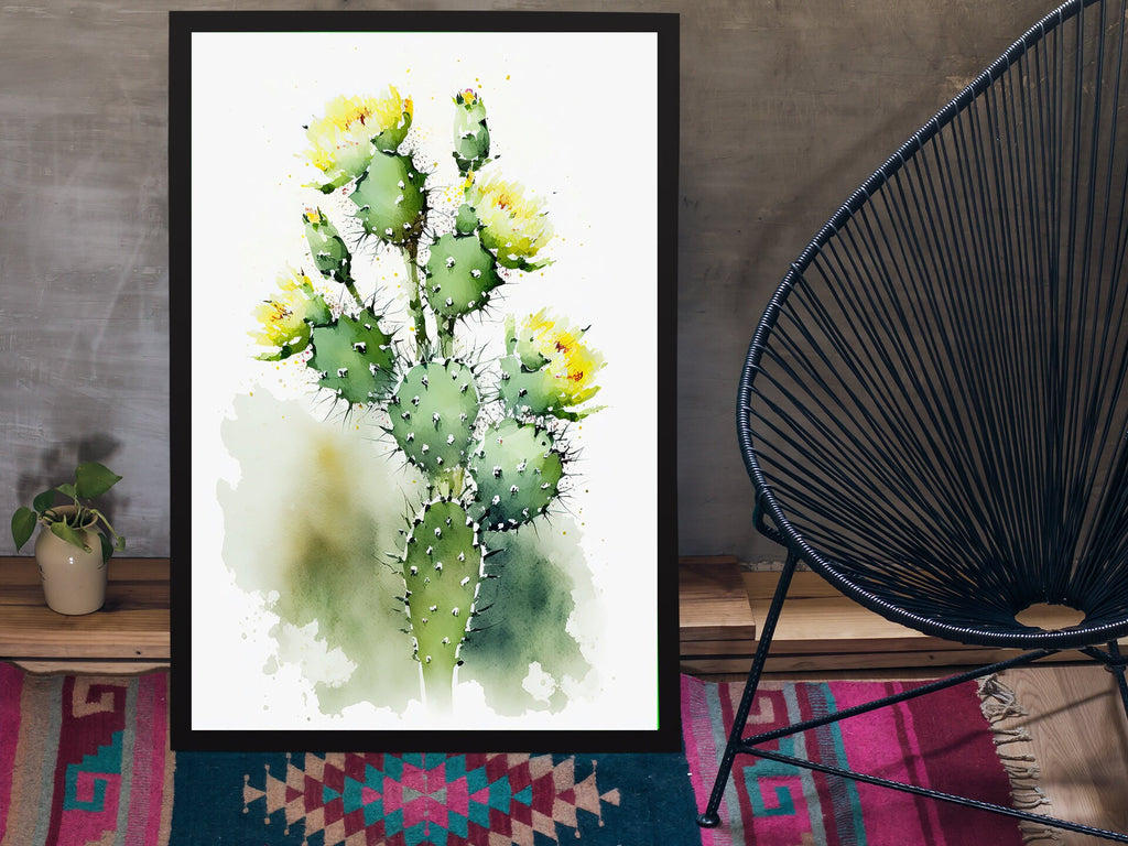 Cactus Plant Flower Print Watercolor Painting Botanical Wall Art Southwest Artwork Gift Rustic Desert Home Decor