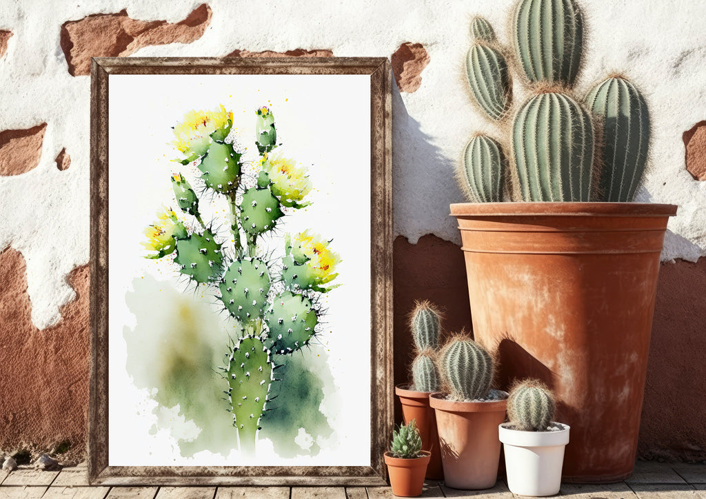 Cactus Plant Flower Print Watercolor Painting Botanical Wall Art Southwest Artwork Gift Rustic Desert Home Decor