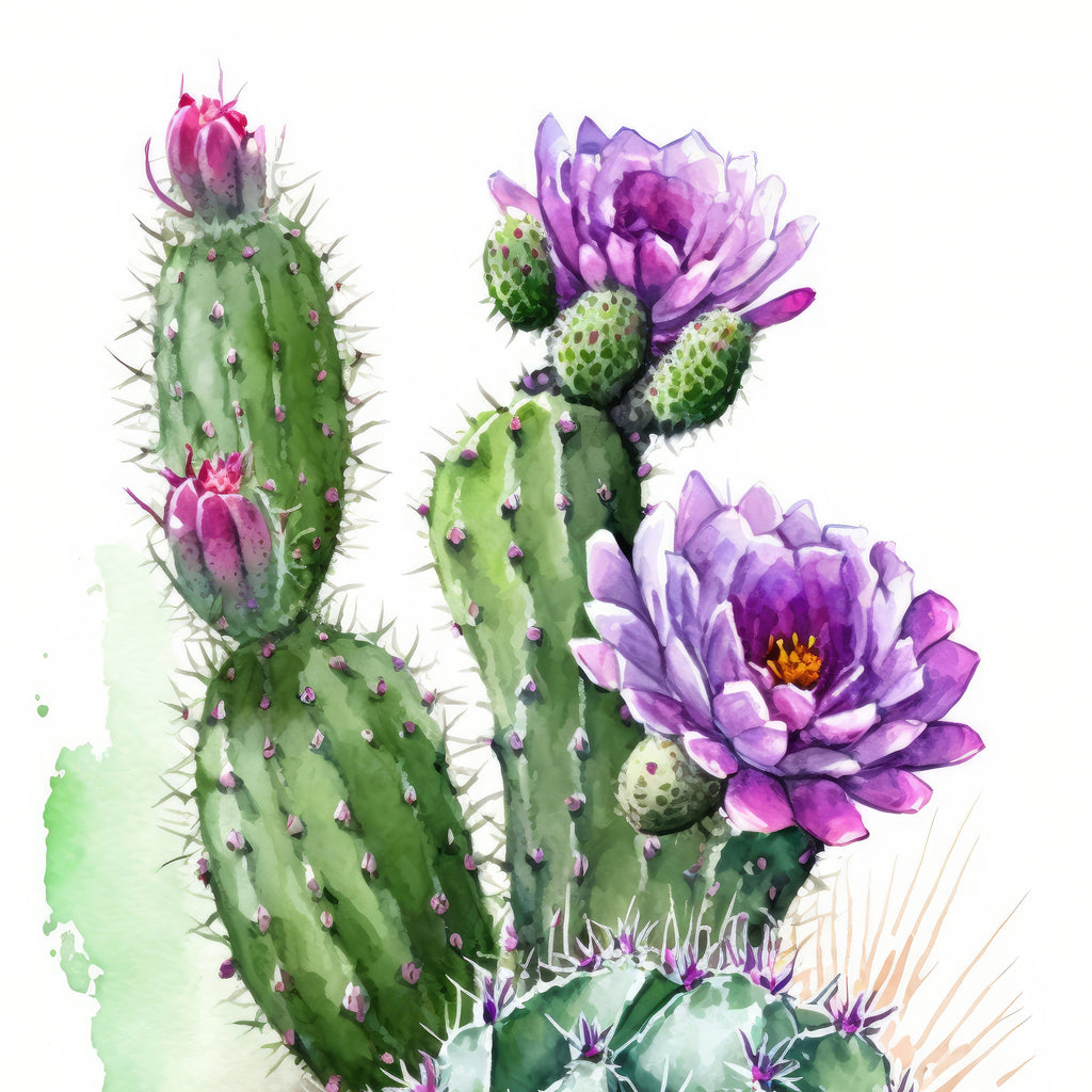 Cactus Plant Flower Print Watercolor Painting Botanical Wall Art Southwest Artwork Gift Rustic Desert Home Decor