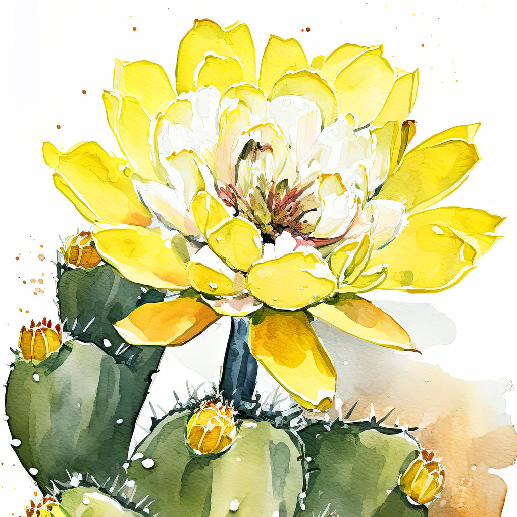 Cactus Plant Flower Print Watercolor Painting Botanical Wall Art Southwest Artwork Gift Rustic Desert Home Decor