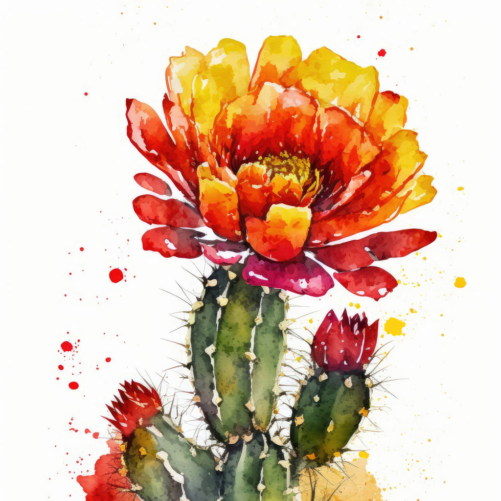 Cactus Plant Flower Print Watercolor Painting Botanical Wall Art Southwest Artwork Gift Rustic Desert Home Decor