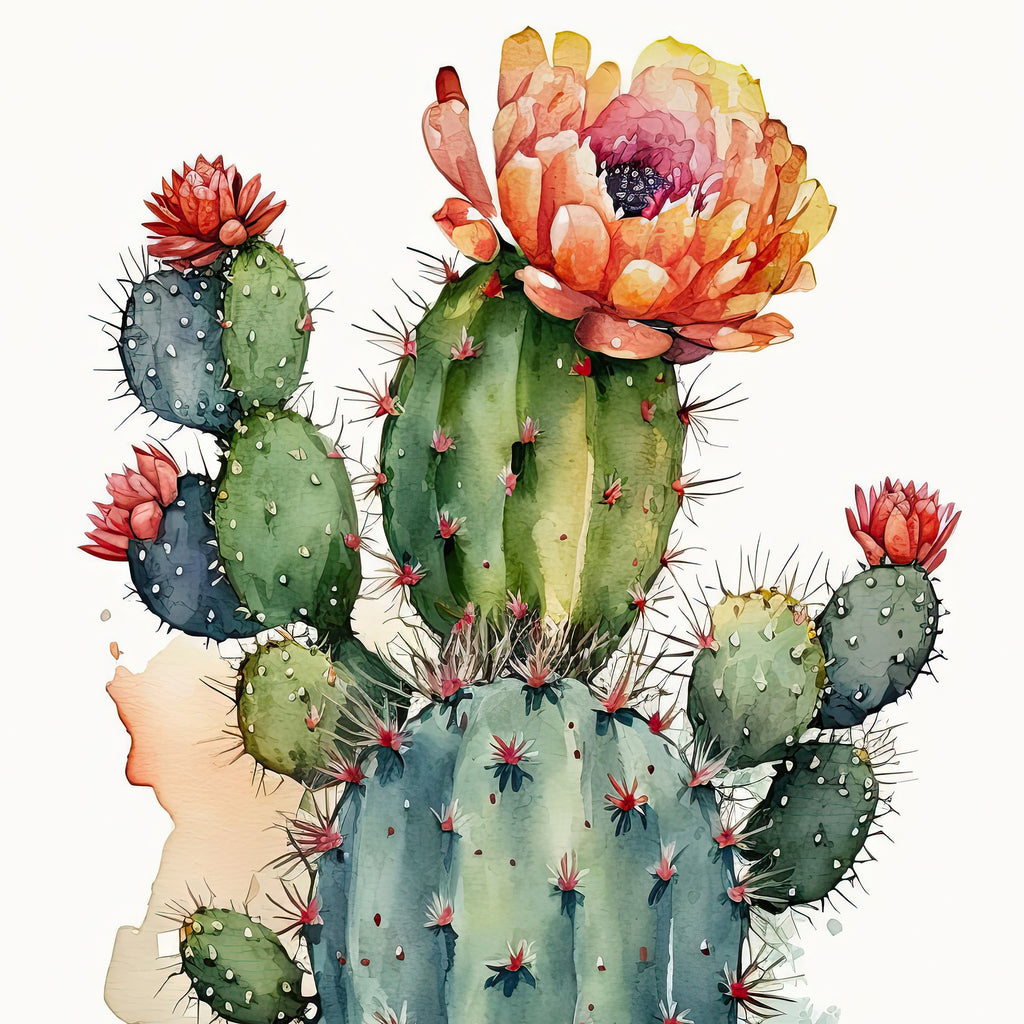 Cactus Plant Flower Print Watercolor Painting Botanical Wall Art Southwest Artwork Gift Rustic Desert Home Decor