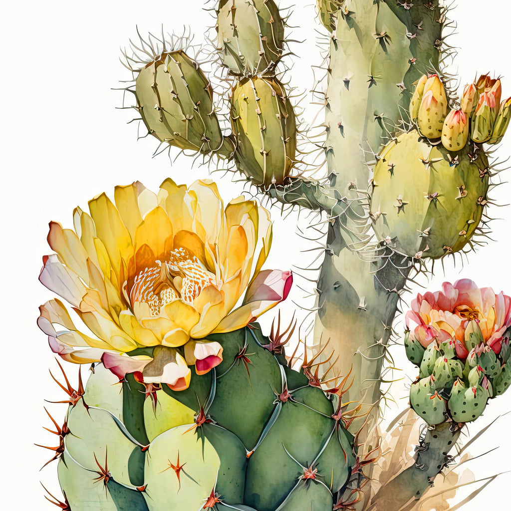 Cactus Plant Flower Print Watercolor Painting Botanical Wall Art Southwest Artwork Gift Rustic Desert Home Decor