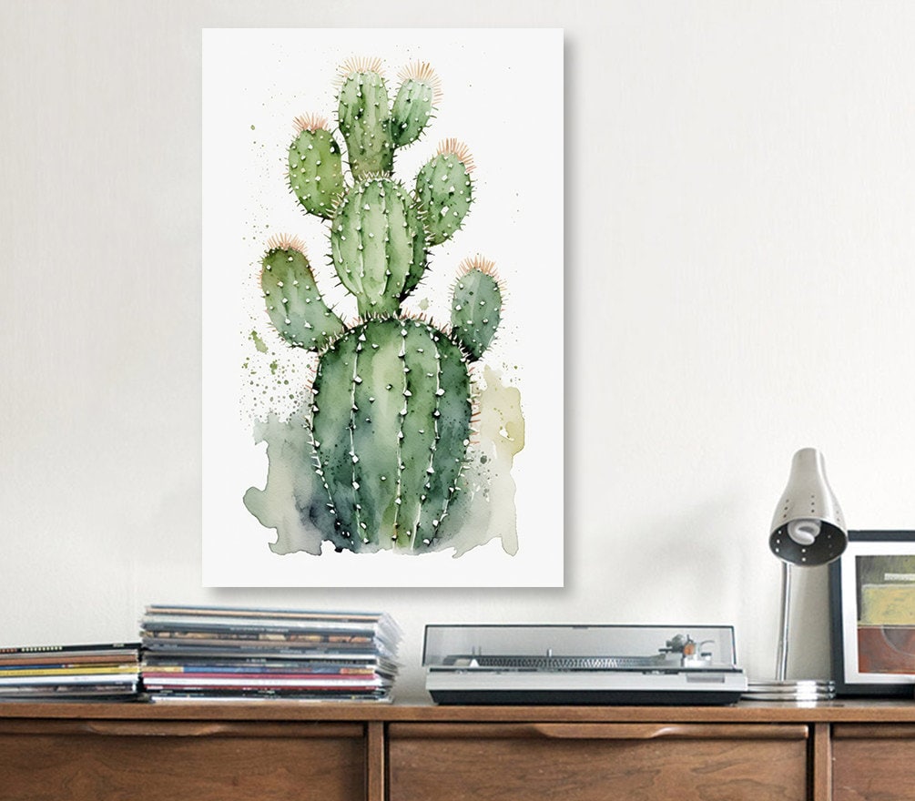 Cactus Plant Print Watercolor Painting Botanical Wall Art Southwest Artwork Gift Rustic Desert Home Decor