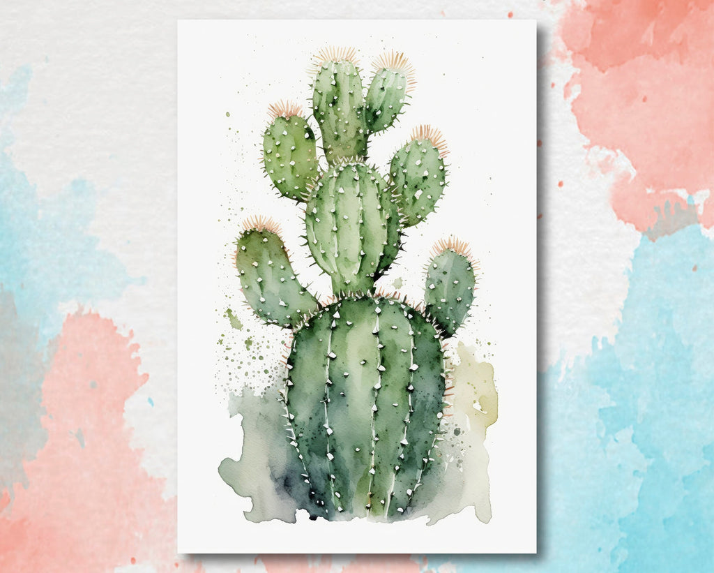 Cactus Plant Print Watercolor Painting Botanical Wall Art Southwest Artwork Gift Rustic Desert Home Decor