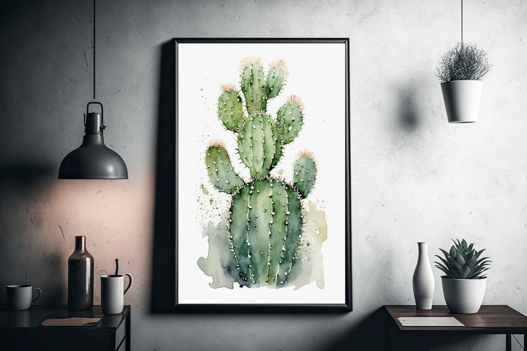 Cactus Plant Print Watercolor Painting Botanical Wall Art Southwest Artwork Gift Rustic Desert Home Decor