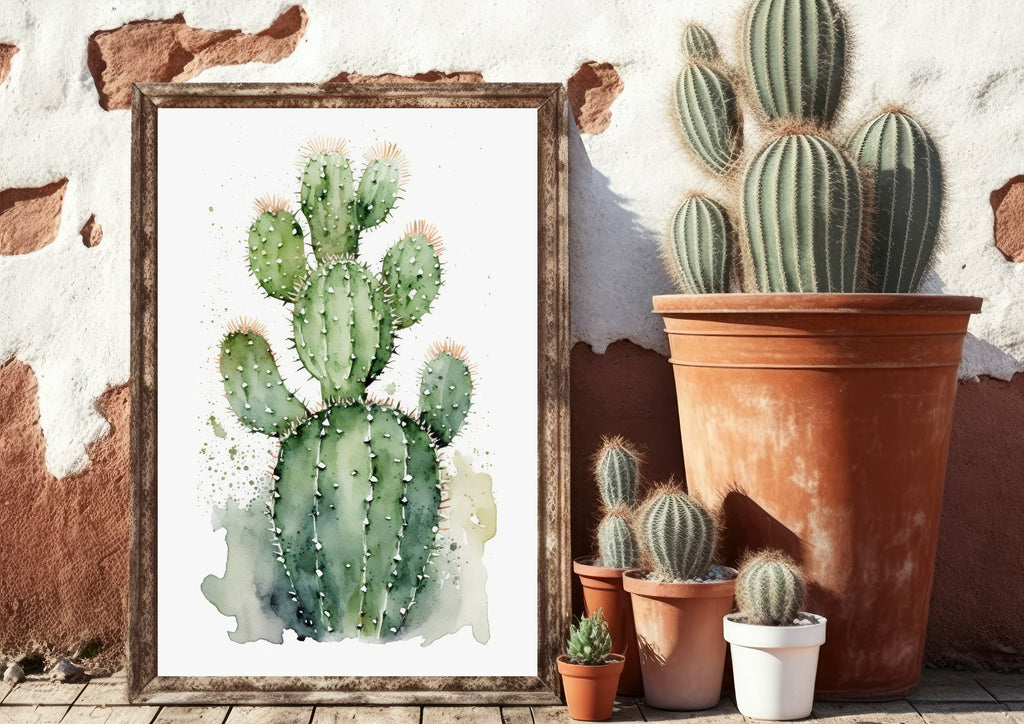 Cactus Plant Print Watercolor Painting Botanical Wall Art Southwest Artwork Gift Rustic Desert Home Decor