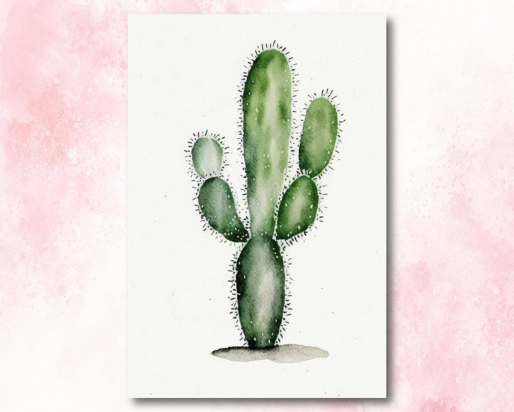 Cactus Plant Print Watercolor Painting Botanical Wall Art Southwest Artwork Gift Rustic Desert Home Decor