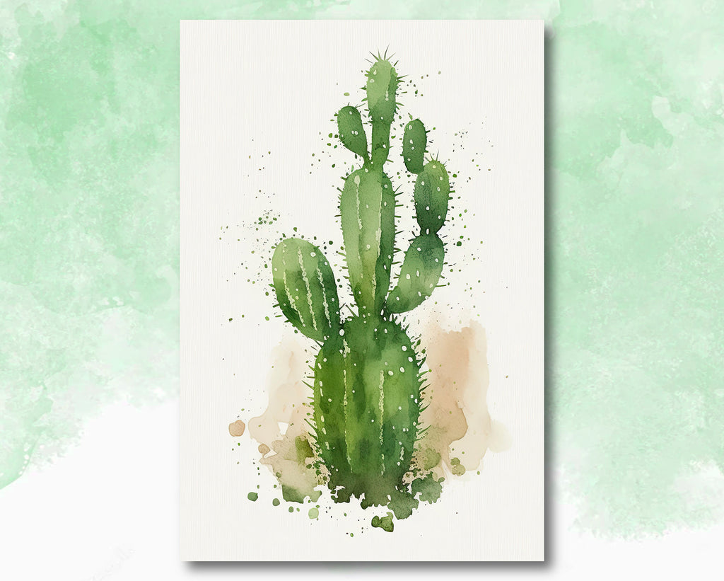 Cactus Plant Print Watercolor Painting Botanical Wall Art Southwest Artwork Gift Rustic Desert Home Decor