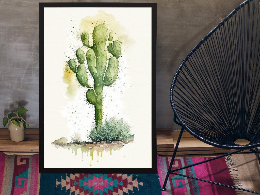 Cactus Plant Print Watercolor Painting Botanical Wall Art Southwest Artwork Gift Rustic Desert Home Decor