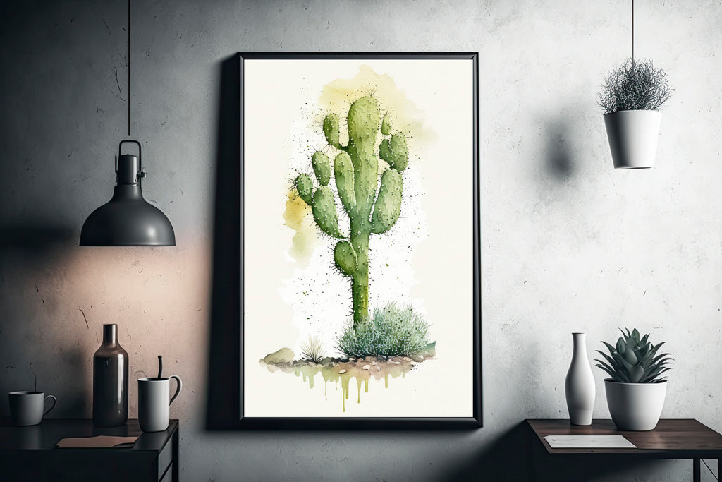 Cactus Plant Print Watercolor Painting Botanical Wall Art Southwest Artwork Gift Rustic Desert Home Decor