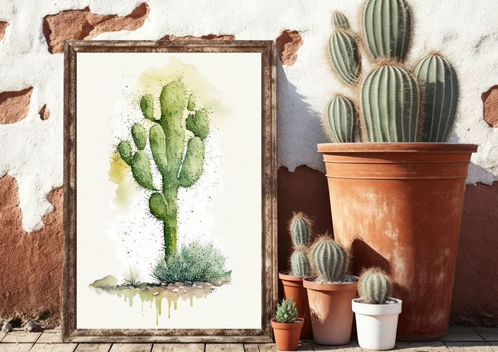 Cactus Plant Print Watercolor Painting Botanical Wall Art Southwest Artwork Gift Rustic Desert Home Decor