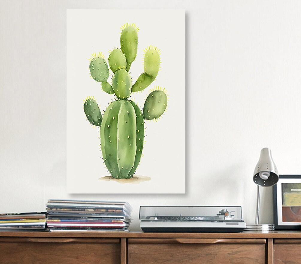 Cactus Plant Print Watercolor Painting Botanical Wall Art Southwest Artwork Gift Rustic Desert Home Decor