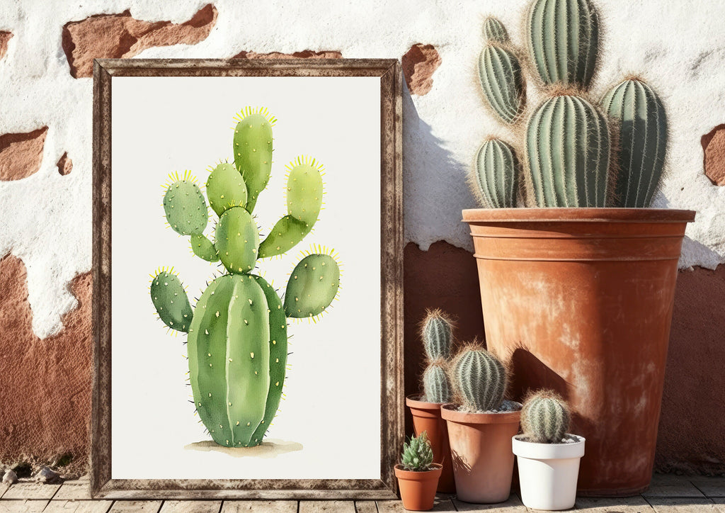 Cactus Plant Print Watercolor Painting Botanical Wall Art Southwest Artwork Gift Rustic Desert Home Decor