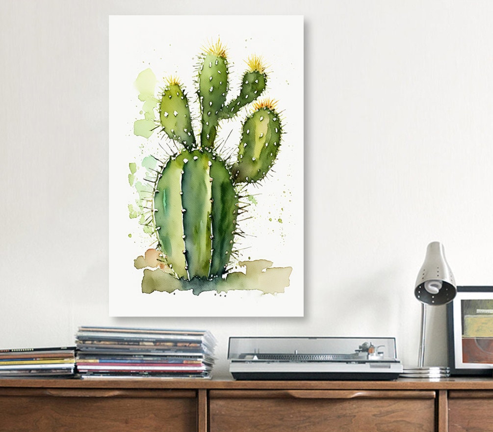 Cactus Plant Print Watercolor Painting Botanical Wall Art Southwest Artwork Gift Rustic Desert Home Decor